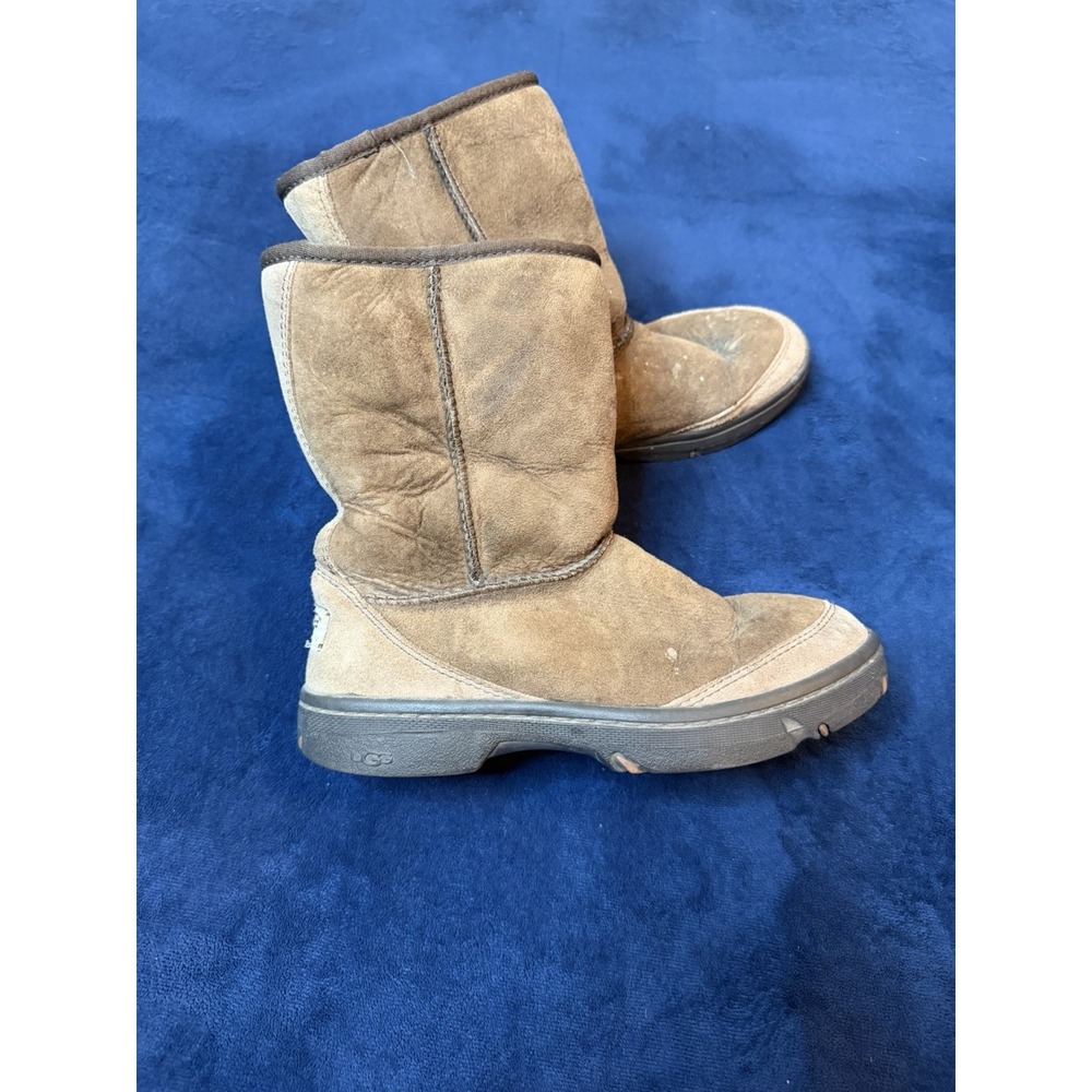 UGG Ultimate Short Shearling Suede Winter Boots Brown Womens 7